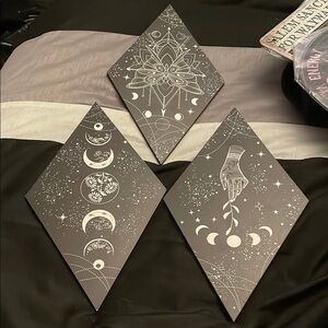 Mystical Moon Phase Wall Art Set - Black and White